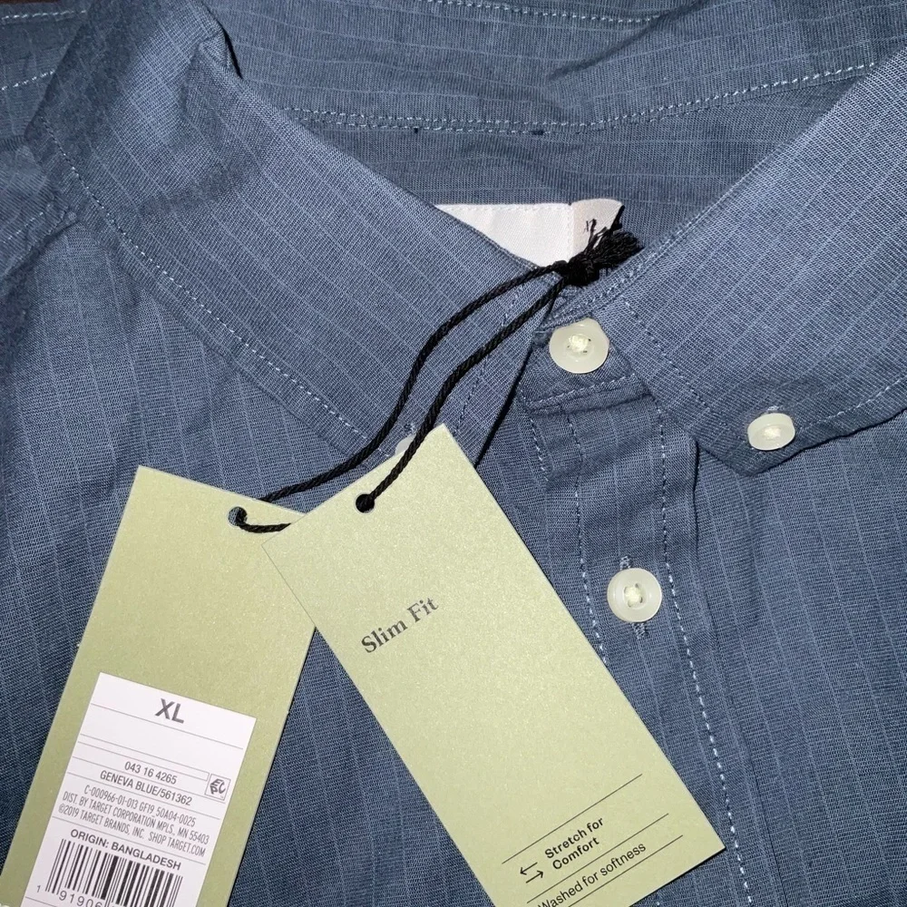Men’s new size XL blue shirt sleeve button front shirt NWT GoofFellow & CO - Picture 5 of 5